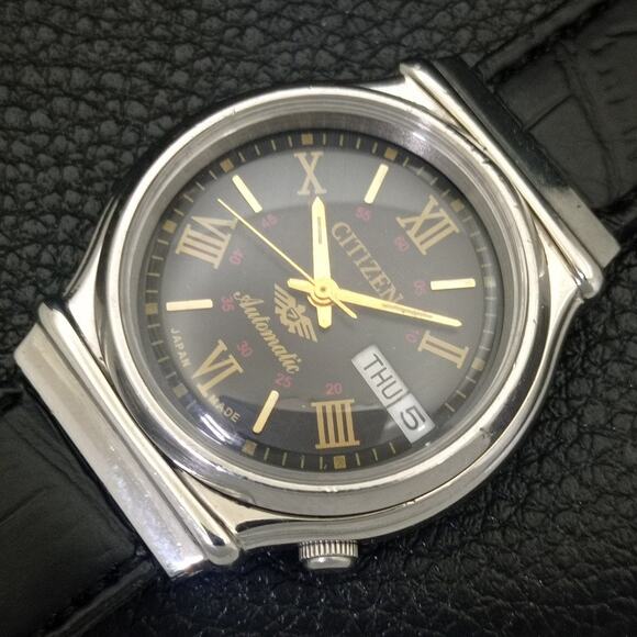 Vintage 1988 Citizen Automatic Mens Silver Watch W/daydate & Gold accents - Picture 6 of 8